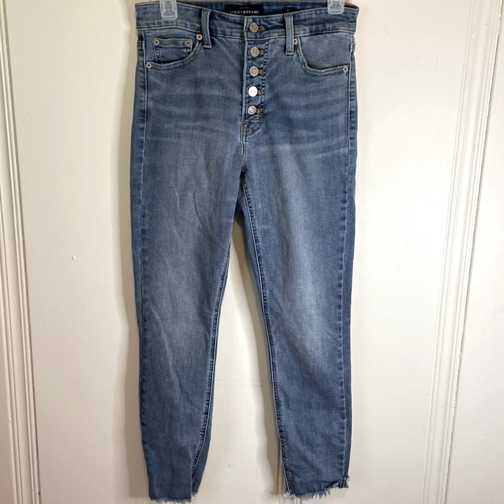 Lucky Brand Jeans Women 4/27 Blue Bridgette Skinny High Rise Denim Button Fly